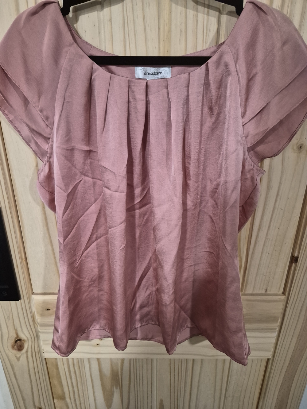 dressbarn Dusty Rose Pleated Cap-Sleeve Blouse